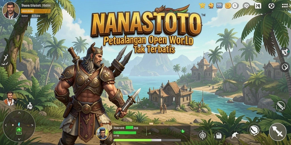 Tampilan gameplay NANASTOTO yang menampilkan dunia terbuka yang luas.
