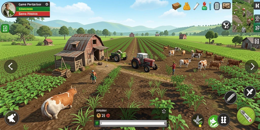 Tampilan gameplay seru di RPVIP4 saat bercocok tanam.